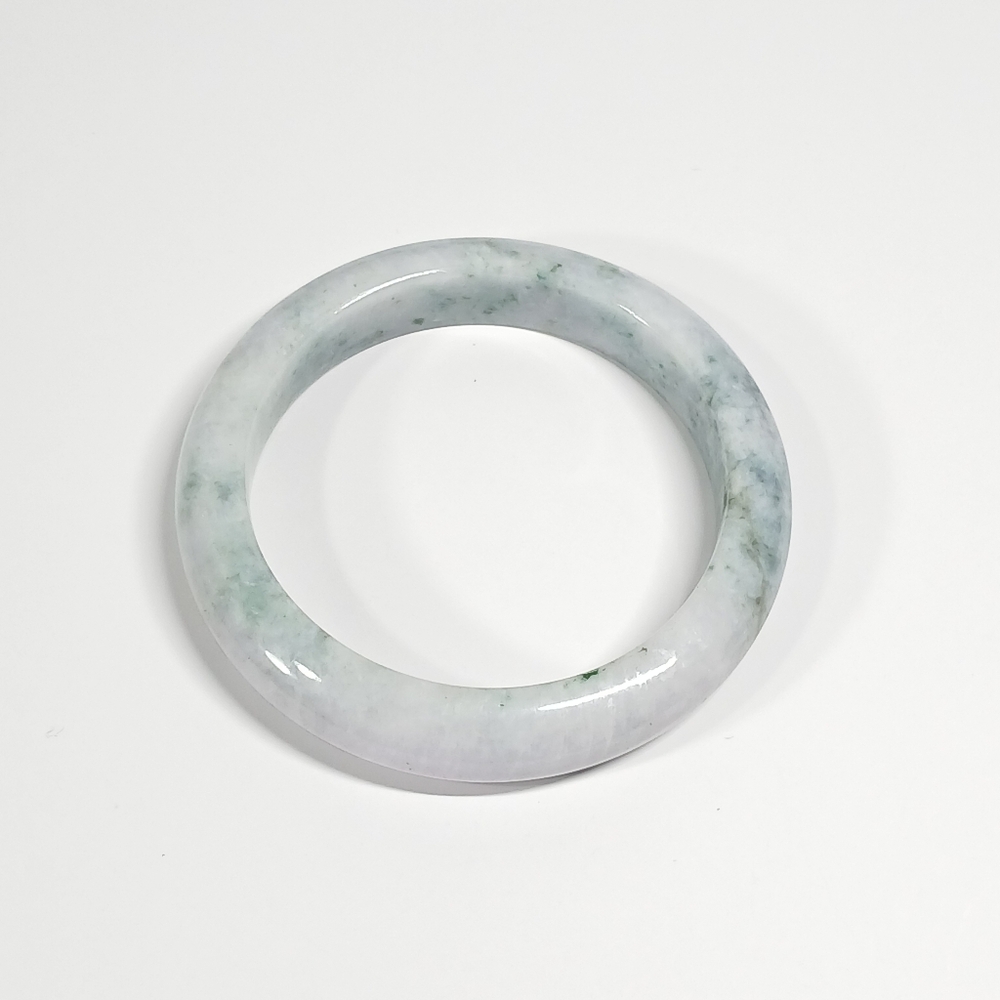 Smoky Light Green Jadeite Bangle 67mm Inner Jade 98.4g